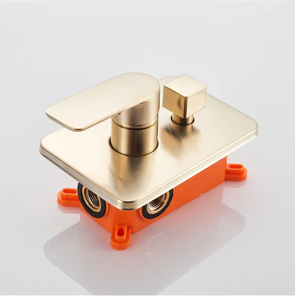 Afralia™ Brushed Gold Ultra-Thin Rainfall Shower Faucet with Wall Mount 8’‘-16’‘ Head
