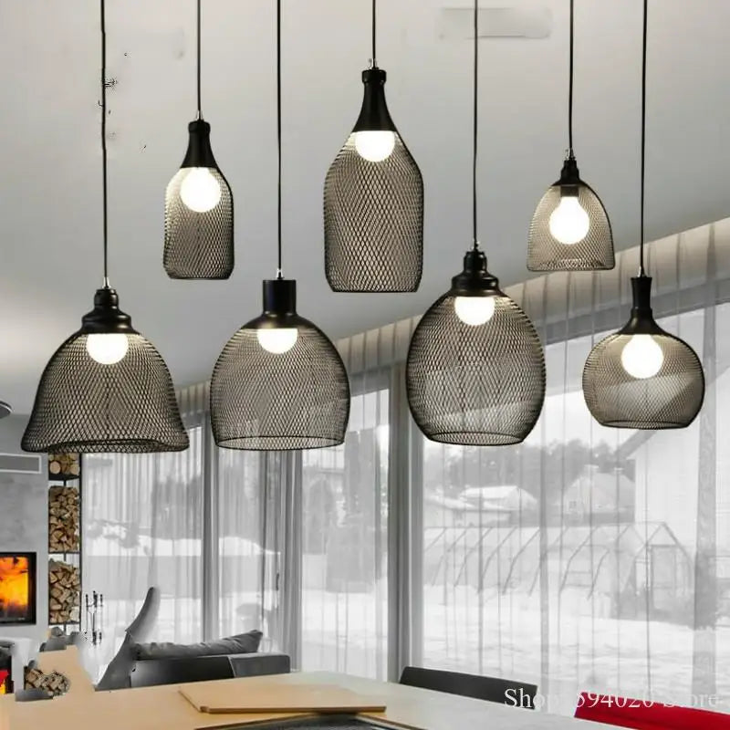 Afralia™ Industrial Birdcage Chandelier: Retro Iron Net Hanging Lamp for Creative Home Lighting