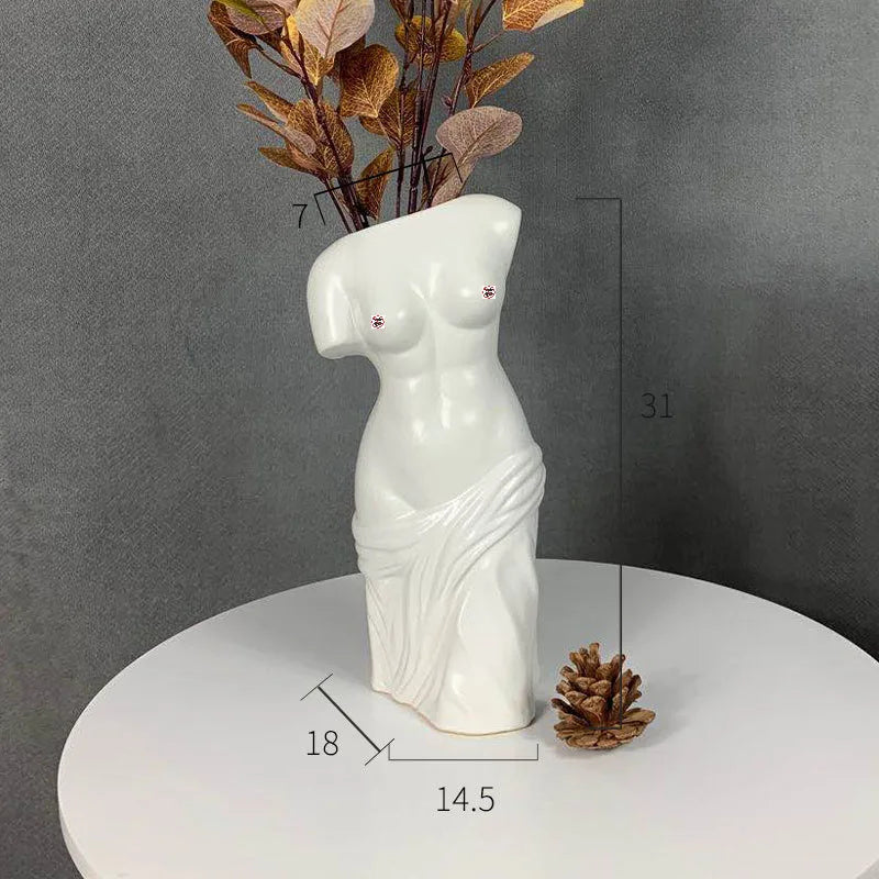 Afralia™ Human Body Figurine Bust Vase for Home Décor and Art Decoration