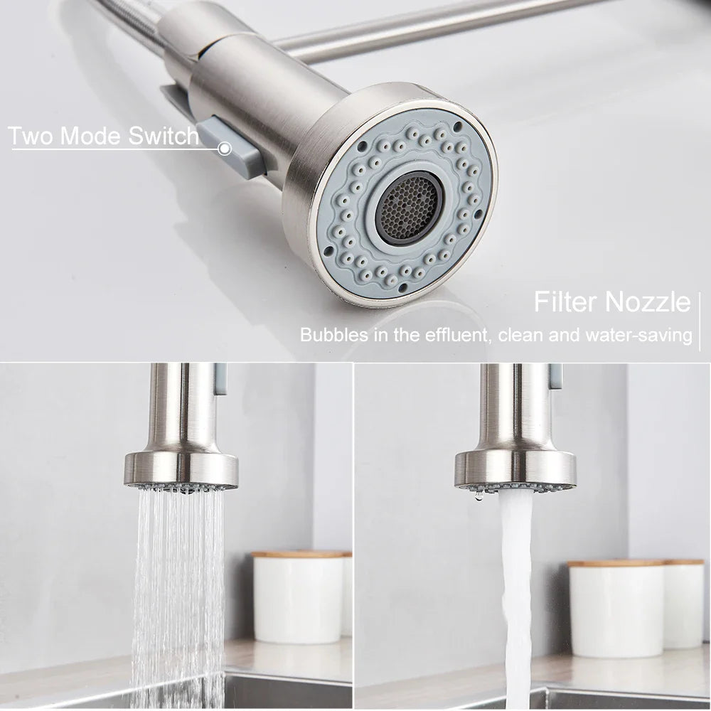 Afralia™ Pure Water Filter Kitchen Faucet Dual Handle Hot Cold Drinking Pull Out Mixer