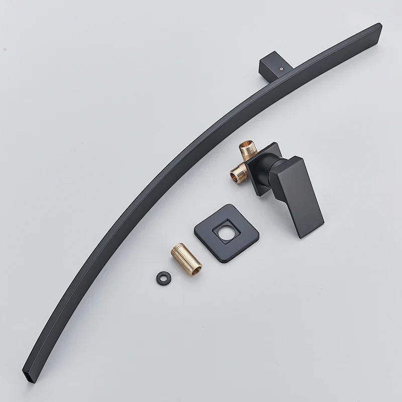 Afralia™ Matte Black Waterfall Basin Faucet with 70cm Long Spout, Single Lever Mixer Tap