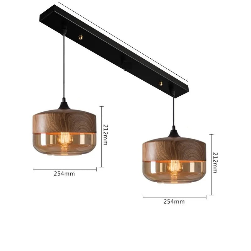 Afralia™ Nordic Wood Color LED Glass Pendant Lights for Dinning Room, Bedroom, Cafe - Modern Hanging Lamp