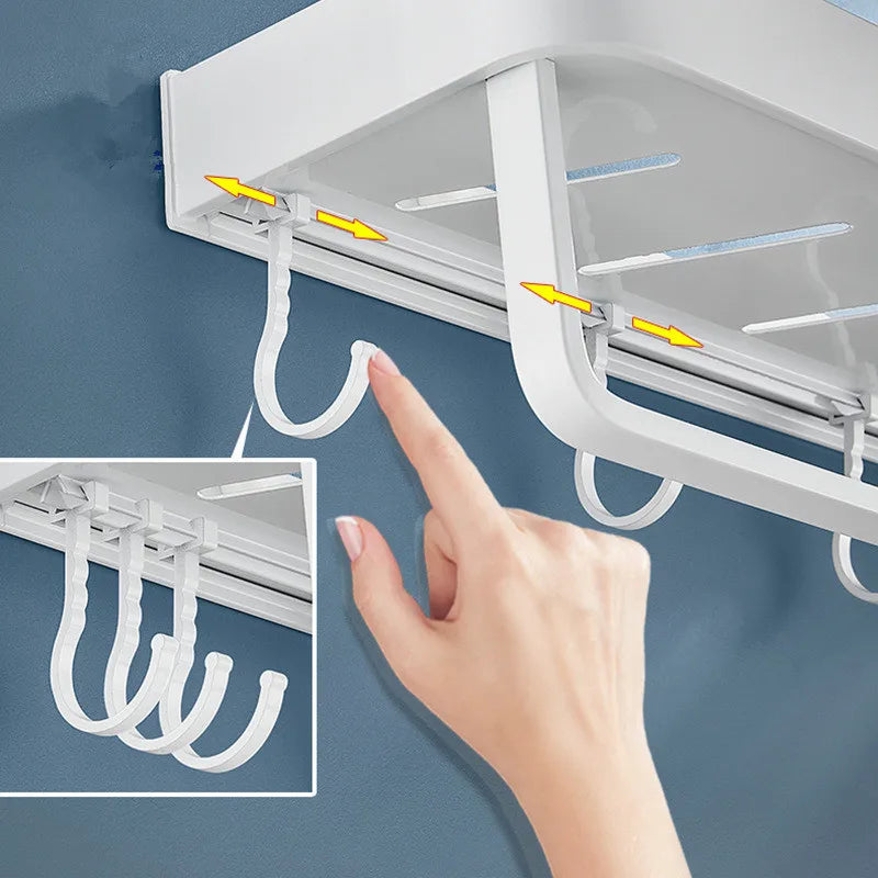 Afralia™ White Aluminum Bathroom Corner Shelf Wall Mounted for Shower and Kitchen Storage