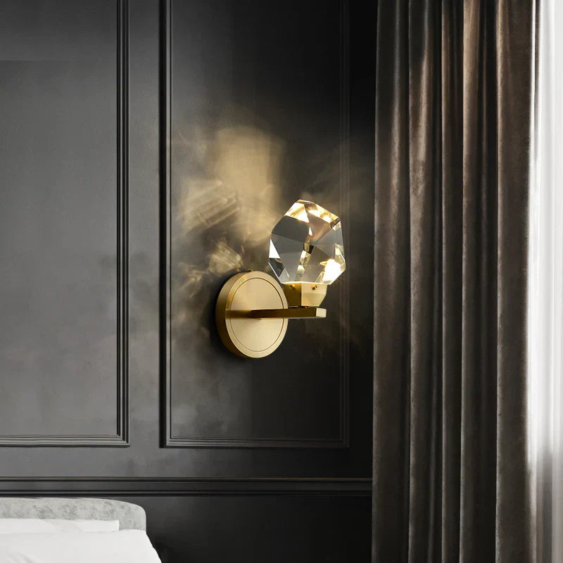 Afralia™ Copper Crystal LED Wall Lamp for Bedroom Living Room Luxe Lighting Fixtures