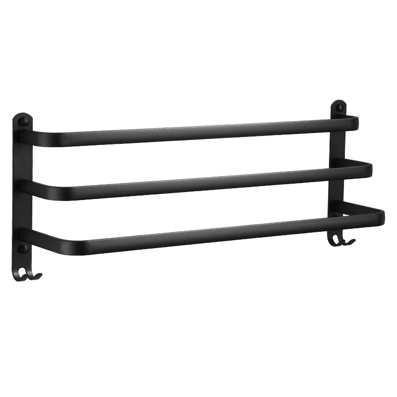 Afralia™ Matte Black Aluminum Towel Hanger 30-50 CM Wall Mounted Towel Rack