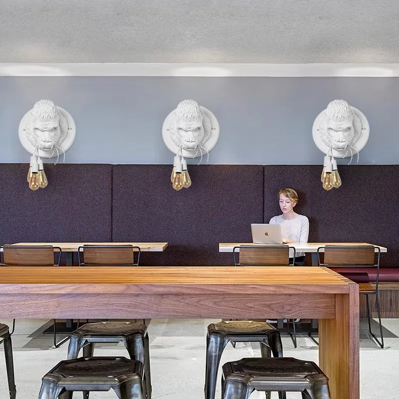 Afralia™ Gorilla Resin Wall Lamp: Modern Retro LED Sconce for Bedroom Decor