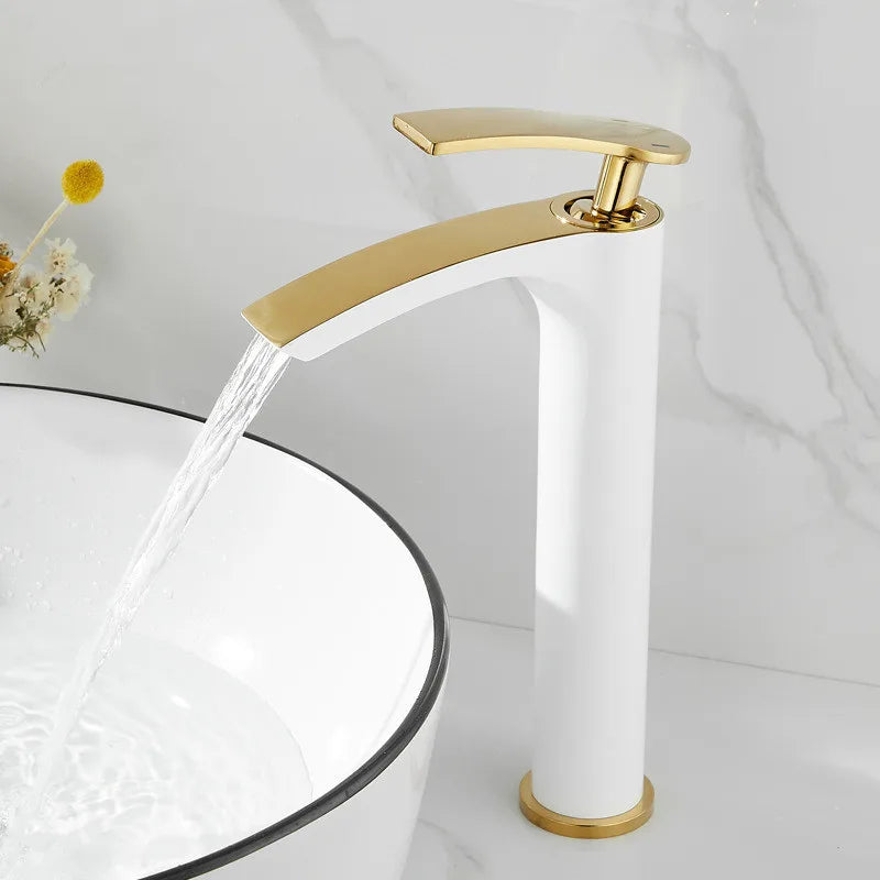 Afralia™ Brass Bathroom Basin Faucet Cold Hot Water Mixer Sink Tap Deck Mounted