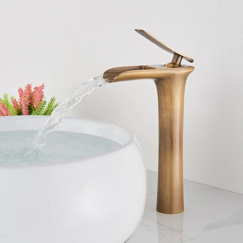 Afralia™ White Brass Basin Faucet with Single Handle, Hot Cold Water Mixer