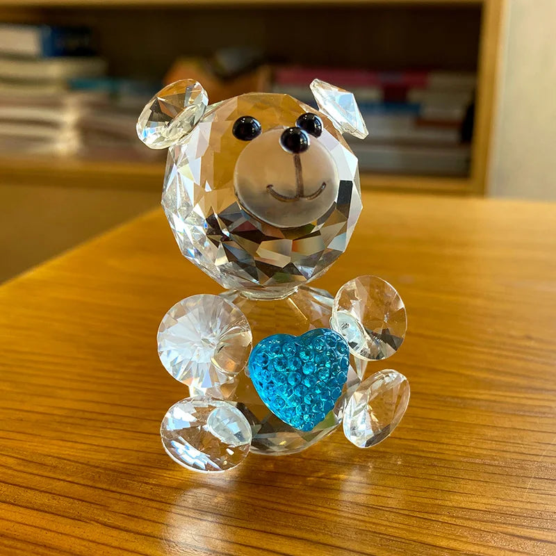 Afralia™ Clear Crystal Bear Figurine Glass Sculpture Collection for Home Decor & Gifts