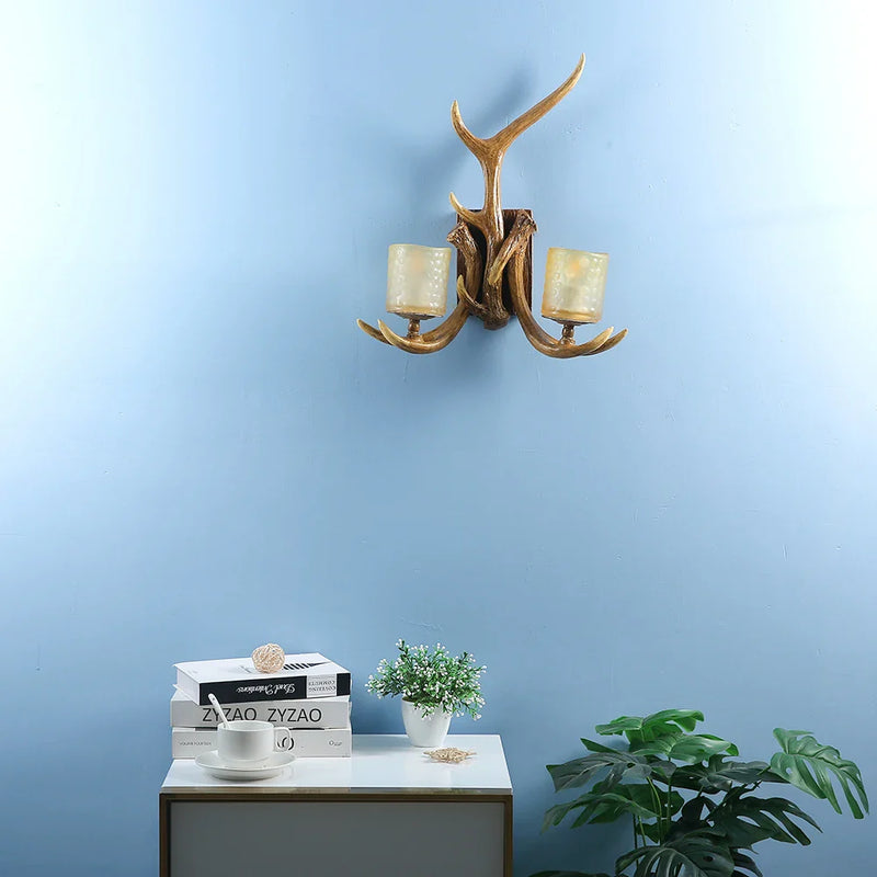 Afralia™ Retro Antlers Wall Lamp Deer Decor Wall Lights for Living Room Bar Bedroom Dining Room