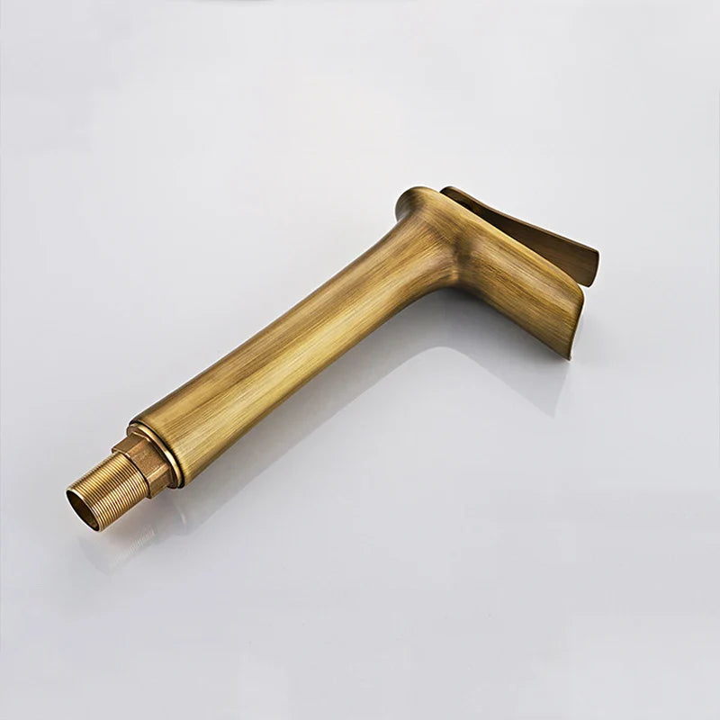 Afralia™ Chrome Brass Waterfall Mixer Tap Single Handle Hot Cold Bathroom Sink Faucet