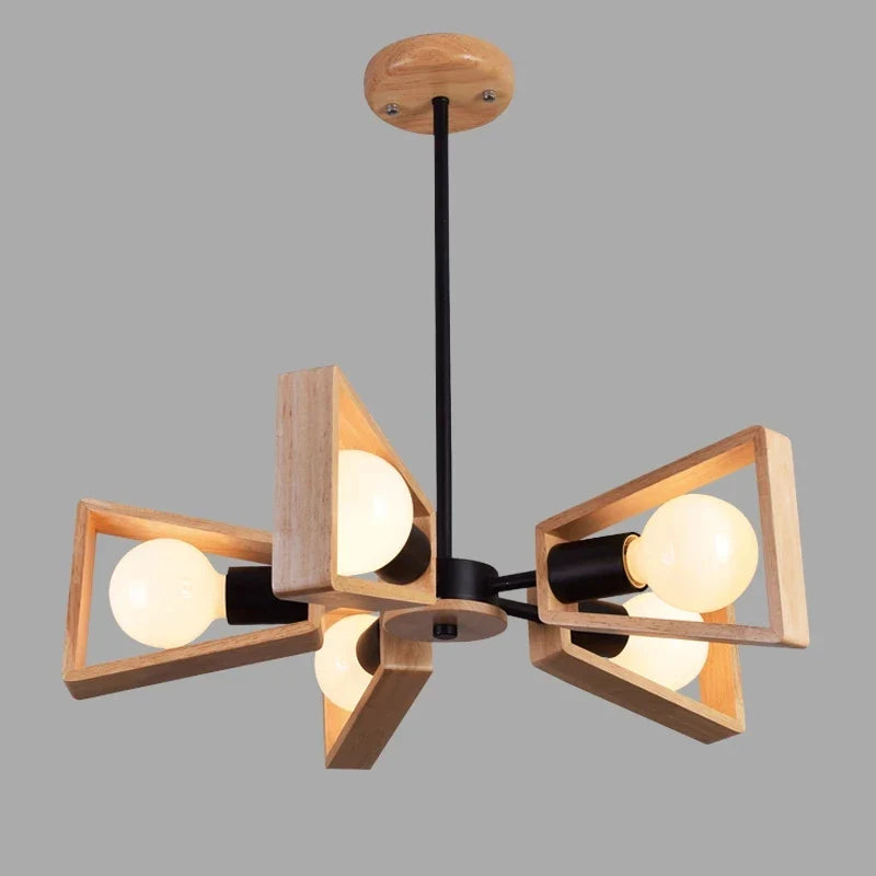 Afralia™ Windmill Wooden Chandelier - LED Loft Industrial Lighting for Home Decor