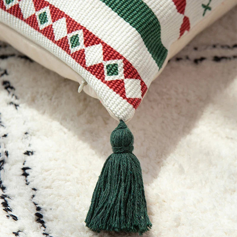 Afralia™ Christmas Decoration Cushion Cover 45x45cm with Handmade Tassels