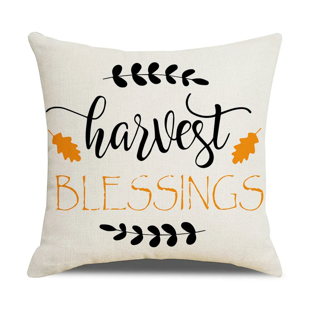 Afralia™ Thanksgiving Pumpkin Maple Leaf Cushion Cover - Fall Home Decor Pillows