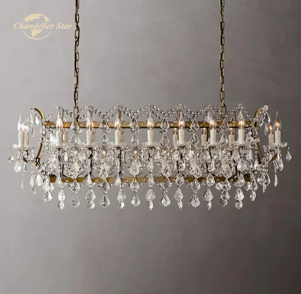 Afralia™ Crystal Iron Chandelier: Modern Brass Candle Chandeliers for Living Dining Room