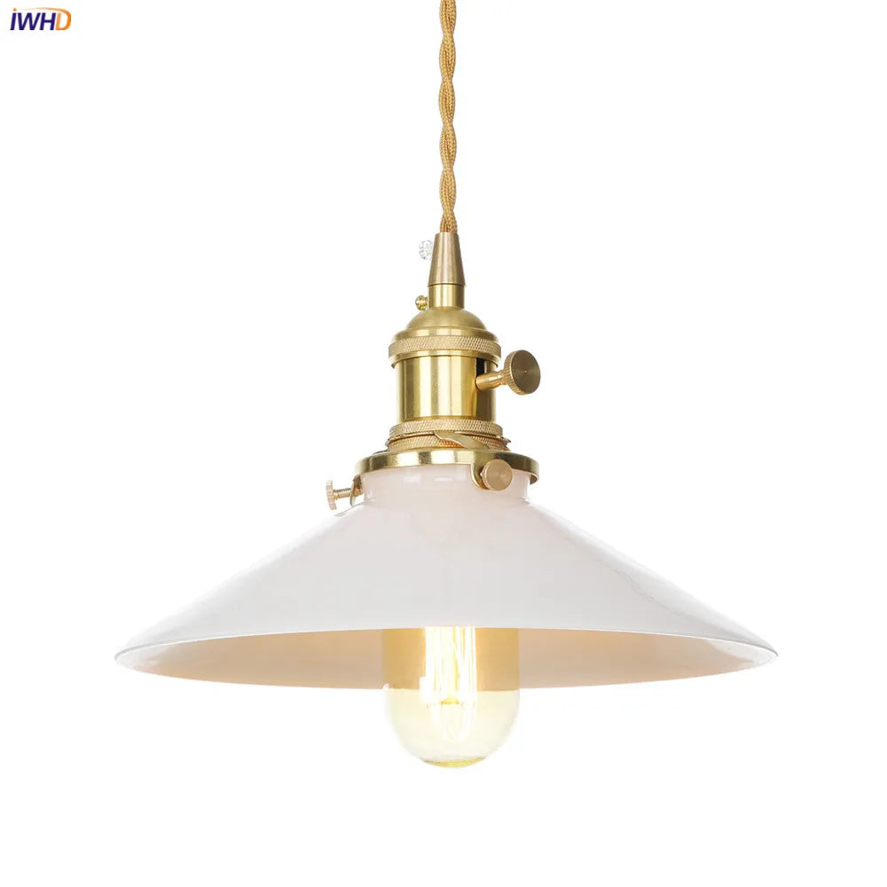 Afralia™ Nordic White Glass Pendant Lights with Japan Copper Finish