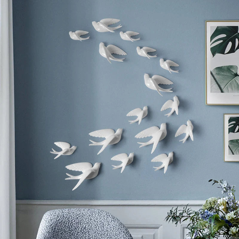 Afralia™ Swallow Resin Wall Decoration | 3D Bird Statue for Living Room TV Wall