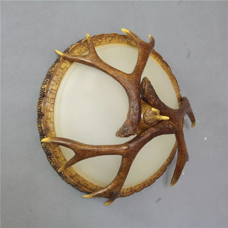 Afralia™ Antler Resin Glass Ceiling Light American Country Retro Style Home Decor