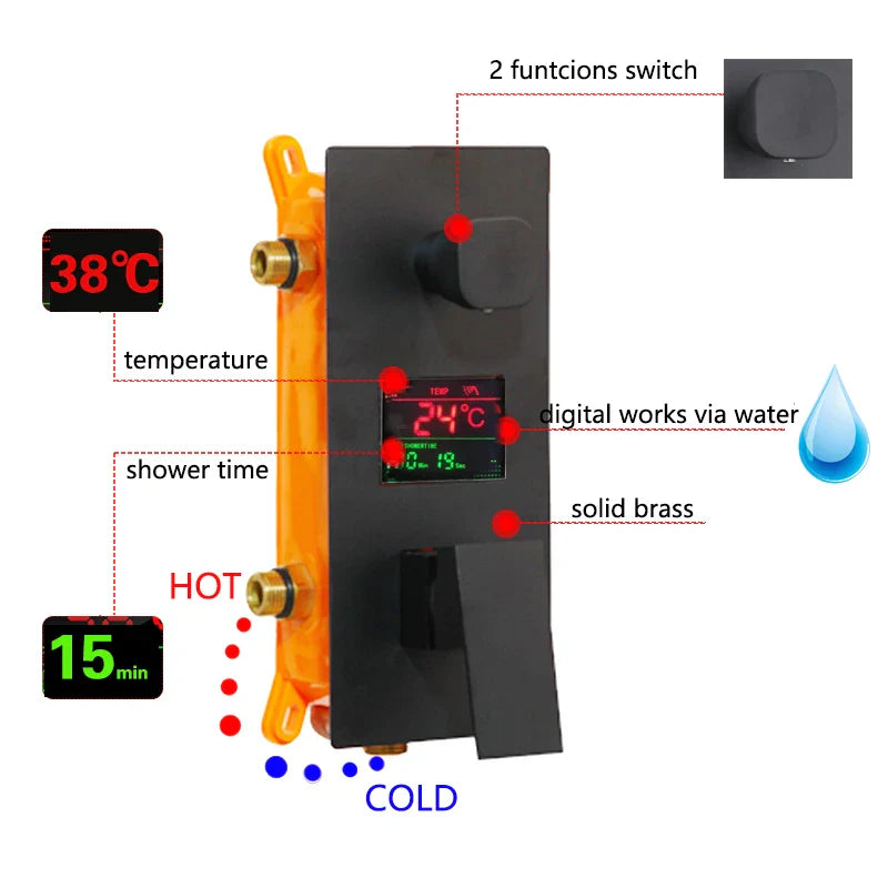 Afralia™ Digital Display Shower Faucet Set with 3 Functions