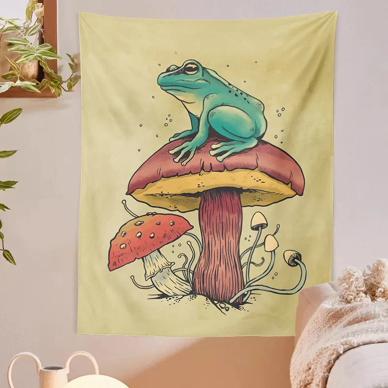 Afralia™ Frog Mushroom Psychedelic Tapestry Wall Hanging