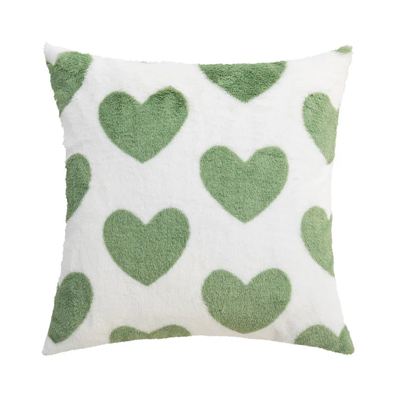 Afralia™ Fluffy Comfort Pillow Cover 45x45cm Avocado Green Cream Blue Home Decor