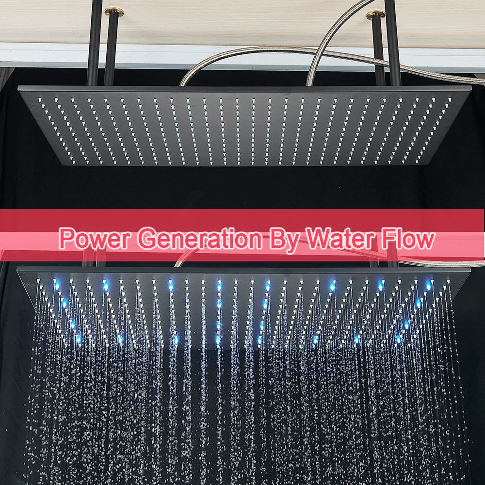 Afralia™ 16"x32" LED Rainfall Shower Head - Color Changing Luxury Square Design