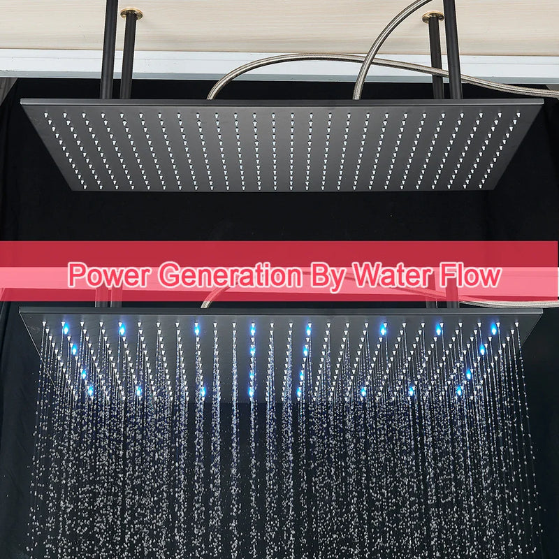 Afralia™ 16"x32" LED Rainfall Shower Head - Color Changing Luxury Square Design