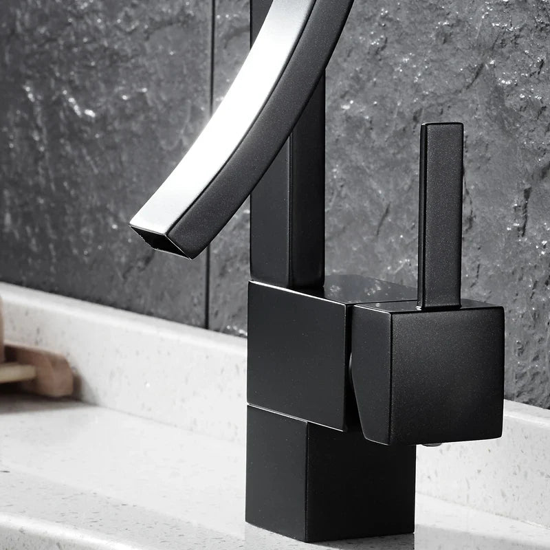 Afralia™ Luxury Brass Basin Faucet Deck Mounted Mixer Tap in Black/Gold/Chrome/Nickel Finishes