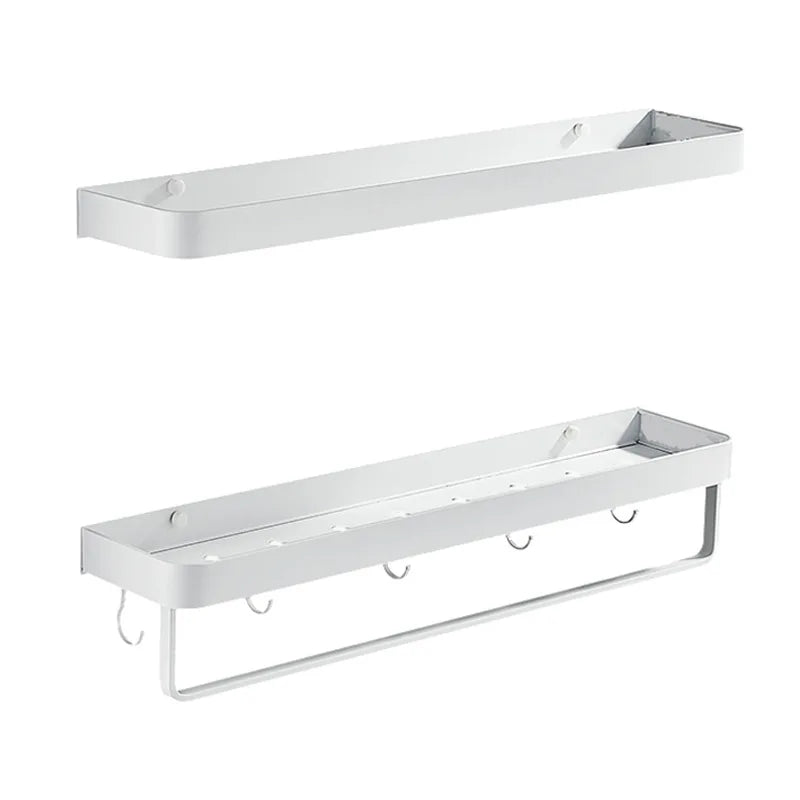 Afralia™ White Aluminum Bathroom Corner Shelf Wall Mounted for Shower and Kitchen Storage