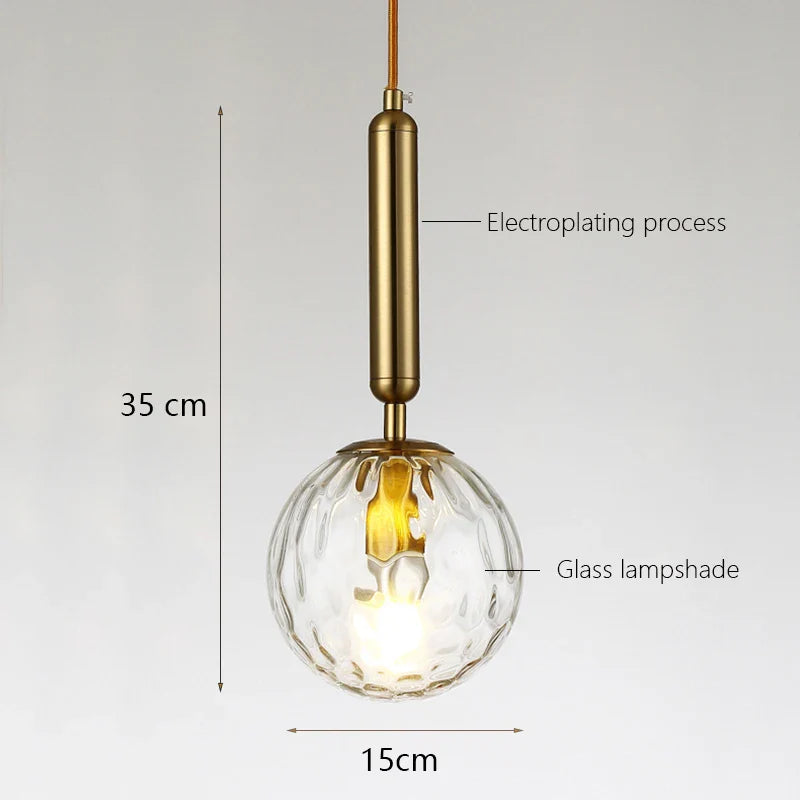 Afralia™ Glass Ball LED Pendant Light for Bedroom and Bar, Modern Globe Hanging Ceiling Lamp