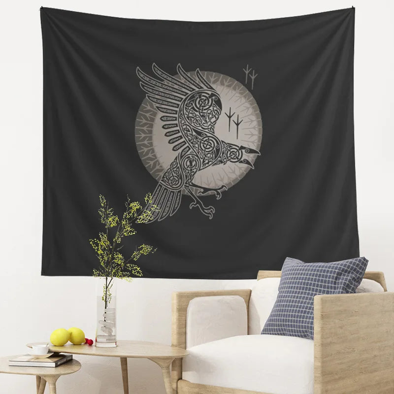 Viking Raven Tapestry for Living Room Decor by Afralia™