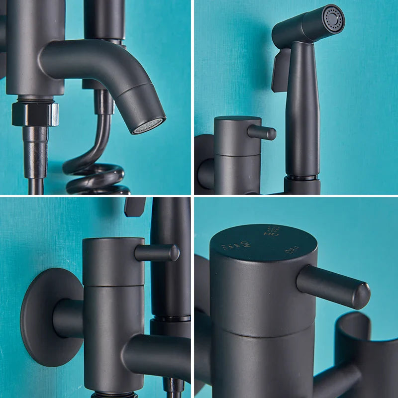Afralia™ Matte Black Wall Mounted Bidet Faucet with Swivel Tub Spout