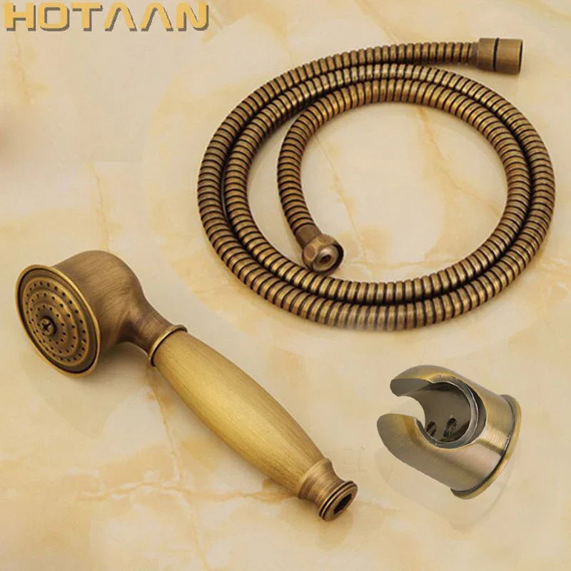 Afralia™ Brass Hand Shower Set with Hose Pipe & Holder