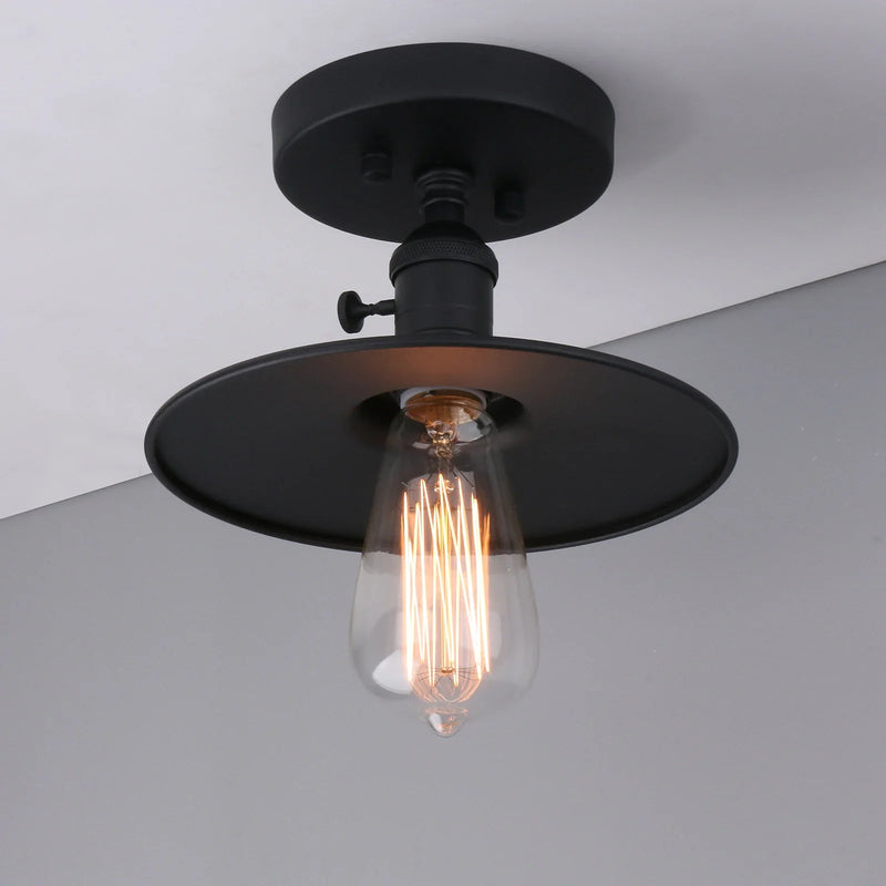 Afralia™ Matte Black Semi Flush Mount Ceiling Light with ON/Off Button