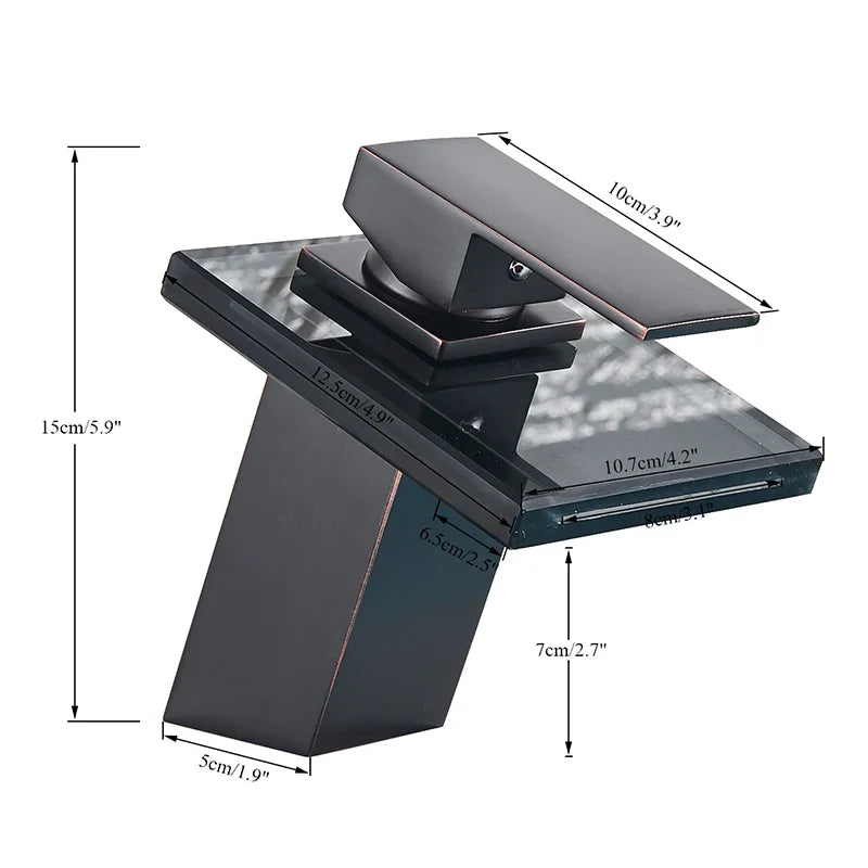 Afralia™ LED Waterfall Bathroom Sink Faucet Black Bronze Single Handle Deck Mount