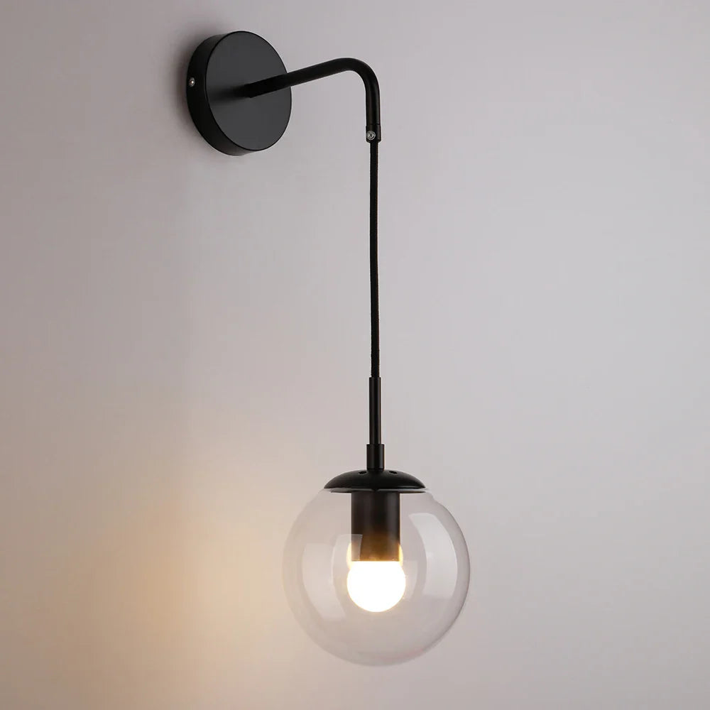 Afralia™ Loft Glass Ball Wall Lamps Retro Antique Indoor Lighting