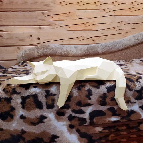 Origami Cat Decoration by Afralia™: Geometric Desktop Crafts for Modern Home Decor.