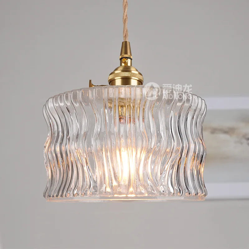 Afralia™ Glass LED Pendant Light with Knob Switch, Copper Socket - Modern Hanging Lamp