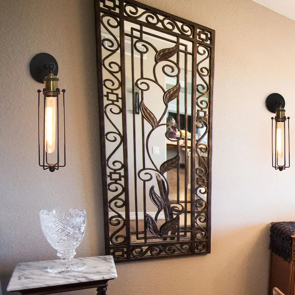 Afralia™ Wire Cage Industrial LED Wall Sconce for Living Room, Bar, Restaurant
