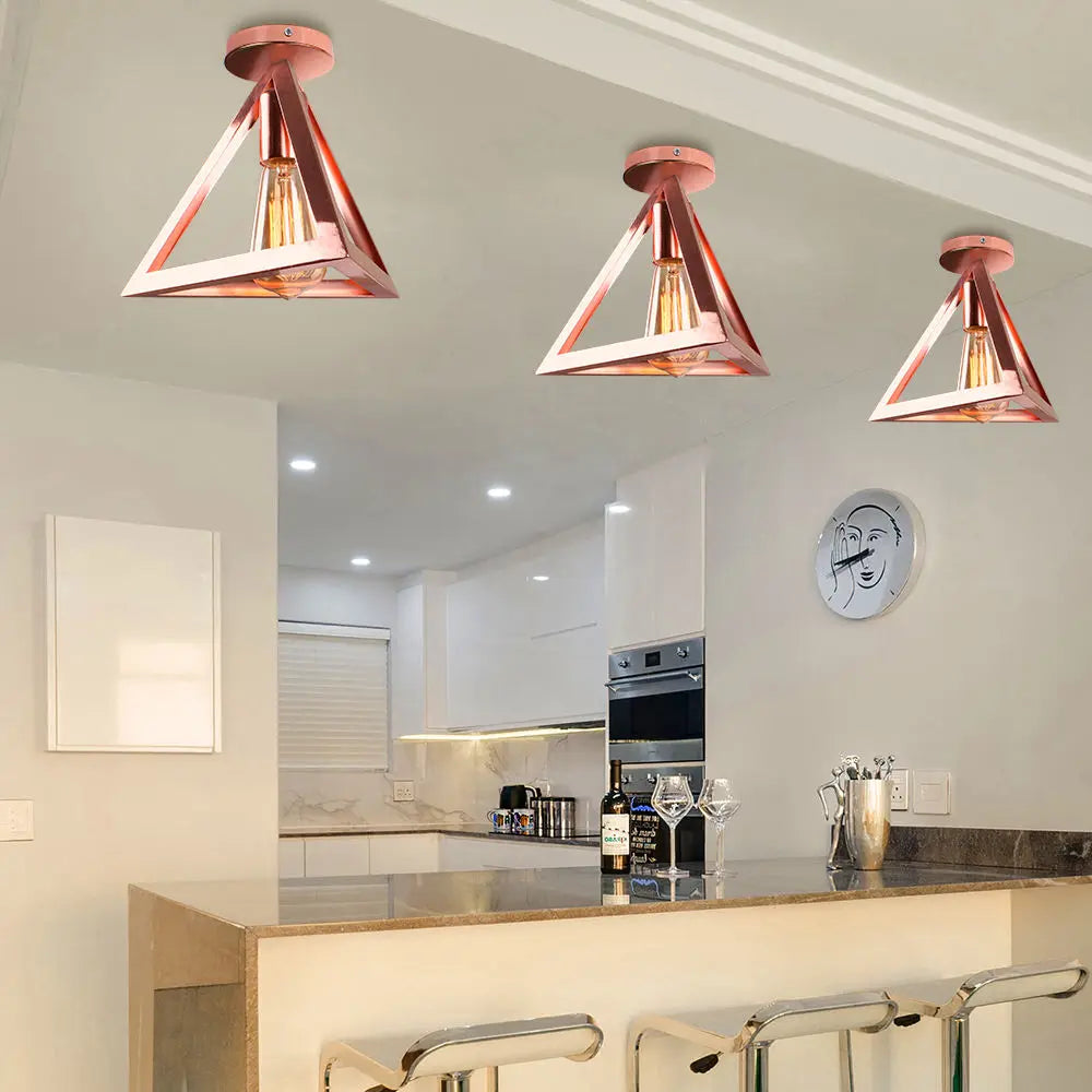 Afralia™ Rose Gold Iron Ceiling Light for Chic Home Decor, Modern Nordic Design