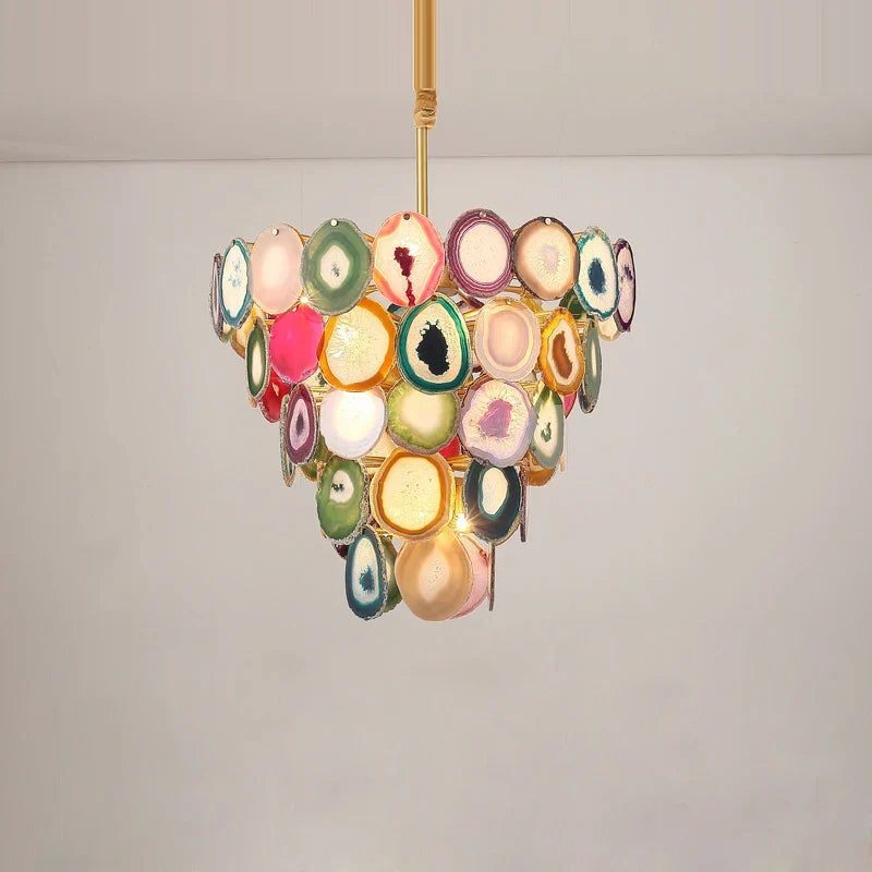 Afralia™ LED Agate Chandelier - Modern Colorized Designer Lighting for Foyer & Dining Room