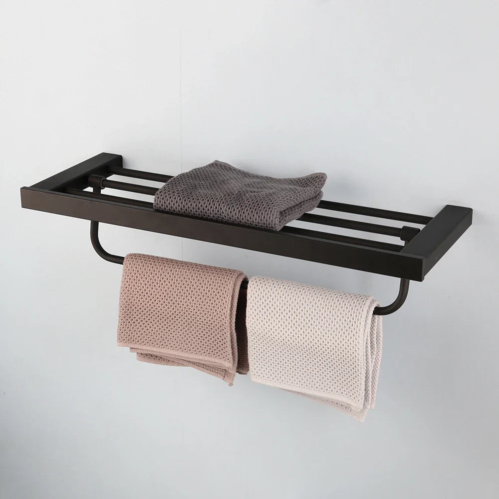 Afralia™ Black Matte Stainless Steel Bathroom Hardware Set: Paper Holder, Toothbrush Holder, Towel Bar & Accessories