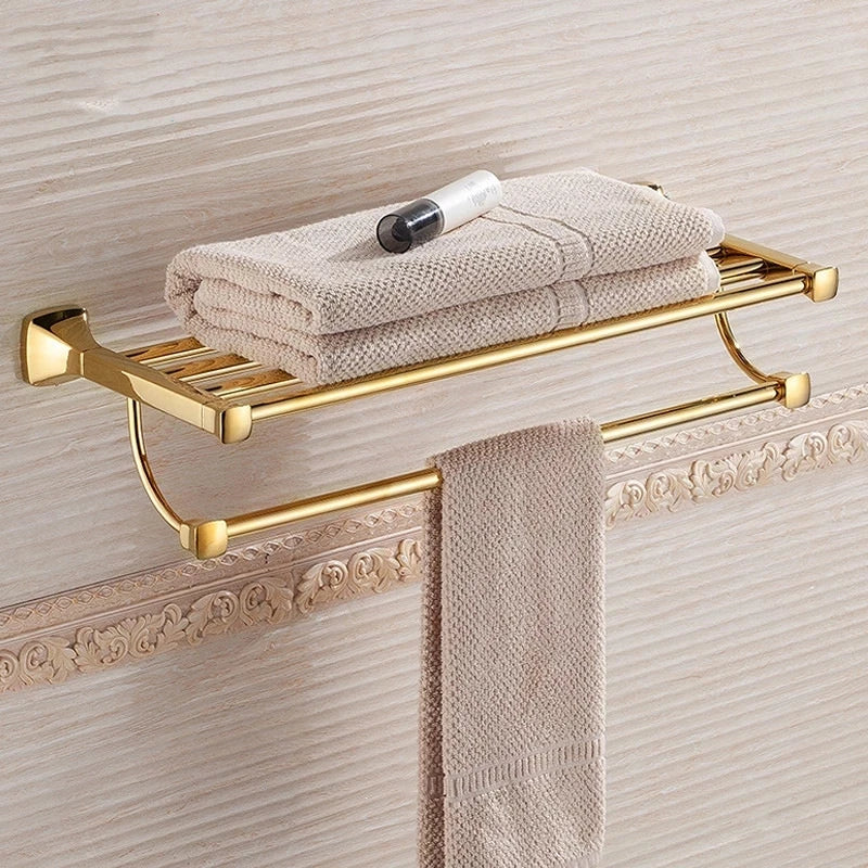 Afralia™ Gold Bathroom Hardware Set for Towels, Paper, Brushes, and More