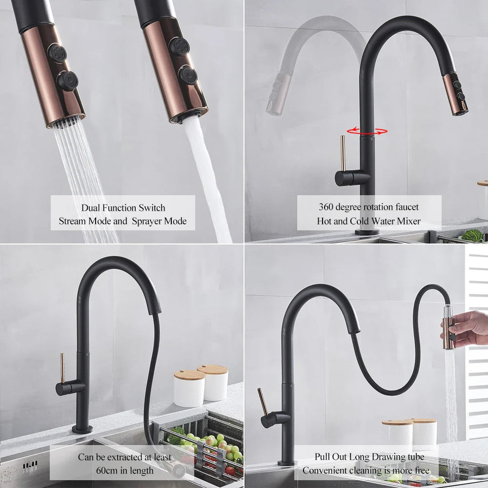 Afralia™ Smart Touch Sensor Kitchen Faucet with Pull Out Mixer - Sensitive Control