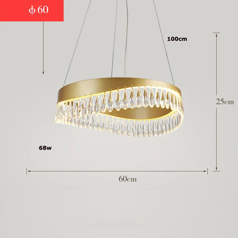 Afralia™ Crystal Stainless Steel LED Chandelier for Foyer