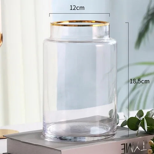 Afralia™ Gold Glass Vase Hydroponic Plant Flowers Living Room Dining Table Decor