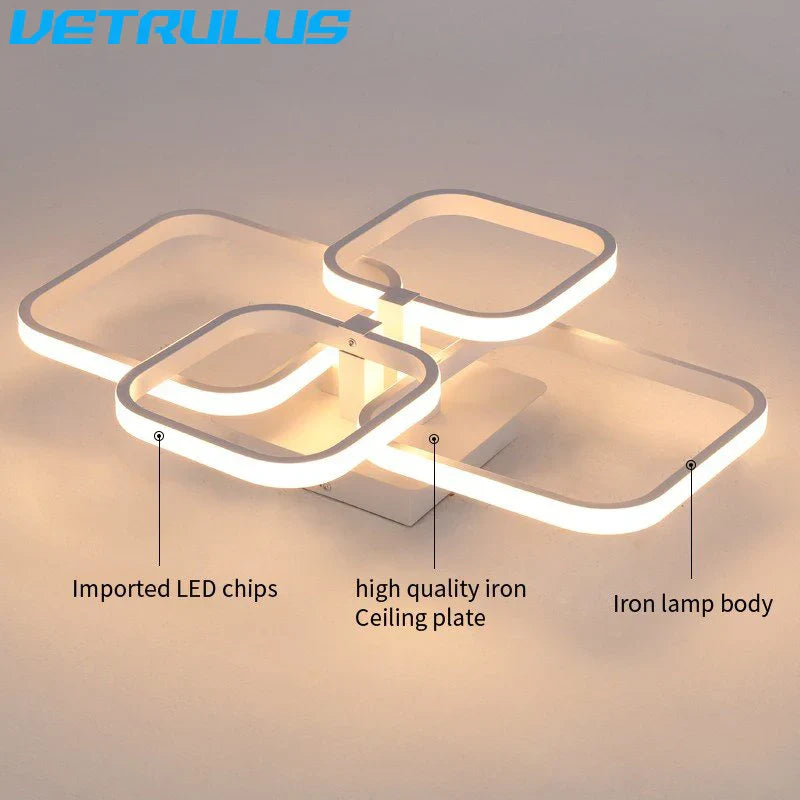 Afralia™ White Acrylic Chandelier LED Ceiling Lamp for Living Dining Room Home Decor