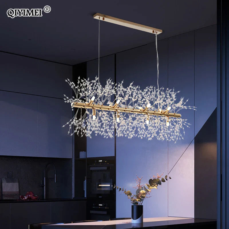 Afralia™ Gold/Silver LED Crystal Chandelier for Home Living Dining Study Hall Bedroom