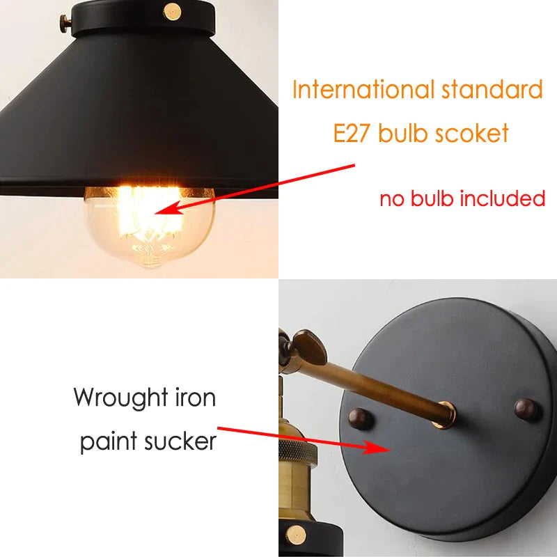 Afralia™ Retro Industrial Iron Wall Light for Corridor, Staircase, Balcony, Bedside, Restaurant, Bar