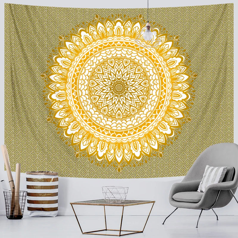 Afralia™ Vintage Gradient Mandala Tapestry: Hippie Bohemian Decor Sheet & Yoga Mat